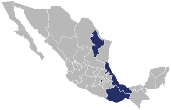 Mapa de México con ubicaciones SK Asesores